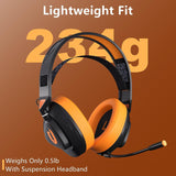 Jeecoo G90 Wireless Gaming Headset - Lightweight Comfort with Suspension Headband, Superb Sound Detachable Mic, Low-Latency Bluetooth 2.4G Wireless Gaming Headphones - PS4 PS5 PC Laptops Compatible