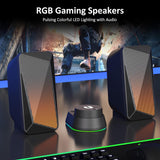 Jeecoo M40 Computer Speakers Desktop PC Gaming Speakers for Monitor - Enhanced Stereo Sound, RGB Pulsing & Led Flame, Wired Handy Control - Bluetooth & 3.5mm AUX for Laptops Game Consoles Smartphones