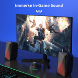 Jeecoo M40 Computer Speakers Desktop PC Gaming Speakers for Monitor - Enhanced Stereo Sound, RGB Pulsing & Led Flame, Wired Handy Control - Bluetooth & 3.5mm AUX for Laptops Game Consoles Smartphones
