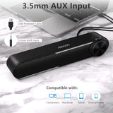 Jeecoo A30 Computer Speakers for Desktop Monitor, 13.78in Mini PC Speaker Sound Bar - Clear Loud Sound, Wired USB-Powered w/3.5mm AUX, Big Dial Volume Control - Laptop Tablet Mobile Devices Compatible
