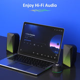 Jeecoo M40 Computer Speakers Desktop PC Gaming Speakers for Monitor - Enhanced Stereo Sound, RGB Pulsing & Led Flame, Wired Handy Control - Bluetooth & 3.5mm AUX for Laptops Game Consoles Smartphones