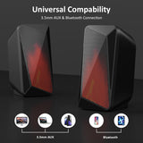 Jeecoo M40 Computer Speakers Desktop PC Gaming Speakers for Monitor - Enhanced Stereo Sound, RGB Pulsing & Led Flame, Wired Handy Control - Bluetooth & 3.5mm AUX for Laptops Game Consoles Smartphones
