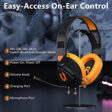Jeecoo G90 Wireless Gaming Headset - Lightweight Comfort with Suspension Headband, Superb Sound Detachable Mic, Low-Latency Bluetooth 2.4G Wireless Gaming Headphones - PS4 PS5 PC Laptops Compatible