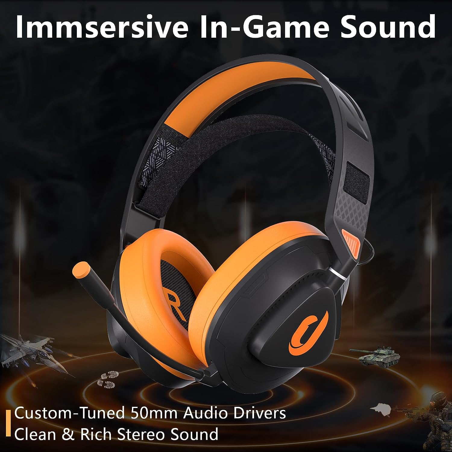 Jeecoo G90 Wireless Gaming Headset - Lightweight Comfort with Suspension Headband, Superb Sound Detachable Mic, Low-Latency Bluetooth 2.4G Wireless Gaming Headphones - PS4 PS5 PC Laptops Compatible