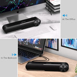 Jeecoo A30 Computer Speakers for Desktop Monitor, 13.78in Mini PC Speaker Sound Bar - Clear Loud Sound, Wired USB-Powered w/3.5mm AUX, Big Dial Volume Control - Laptop Tablet Mobile Devices Compatible