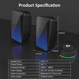 Jeecoo M40 Computer Speakers Desktop PC Gaming Speakers for Monitor - Enhanced Stereo Sound, RGB Pulsing & Led Flame, Wired Handy Control - Bluetooth & 3.5mm AUX for Laptops Game Consoles Smartphones