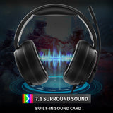 Jeecoo V20U USB Pro Gaming Headset for PC - 7.1 Surround Sound Headphones with Noise Cancelling Microphone- Memory Foam Ear Pads RGB Lights for Laptops