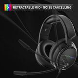 Jeecoo V20U USB Pro Gaming Headset for PC - 7.1 Surround Sound Headphones with Noise Cancelling Microphone- Memory Foam Ear Pads RGB Lights for Laptops