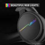 Jeecoo V20U USB Pro Gaming Headset for PC - 7.1 Surround Sound Headphones with Noise Cancelling Microphone- Memory Foam Ear Pads RGB Lights for Laptops