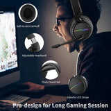 Jeecoo V20U USB Pro Gaming Headset for PC - 7.1 Surround Sound Headphones with Noise Cancelling Microphone- Memory Foam Ear Pads RGB Lights for Laptops