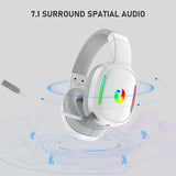 Jeecoo G80 Wireless Gaming Headset - 7.1 Surround Sound, Detachable Noise Canceling Mic, Low Latency 2.4GHz Wireless Gaming Headphones, Shining RGB - Works with PS4 PS5 PC Laptop Computers