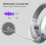 Jeecoo G80 Wireless Gaming Headset - 7.1 Surround Sound, Detachable Noise Canceling Mic, Low Latency 2.4GHz Wireless Gaming Headphones, Shining RGB - Works with PS4 PS5 PC Laptop Computers