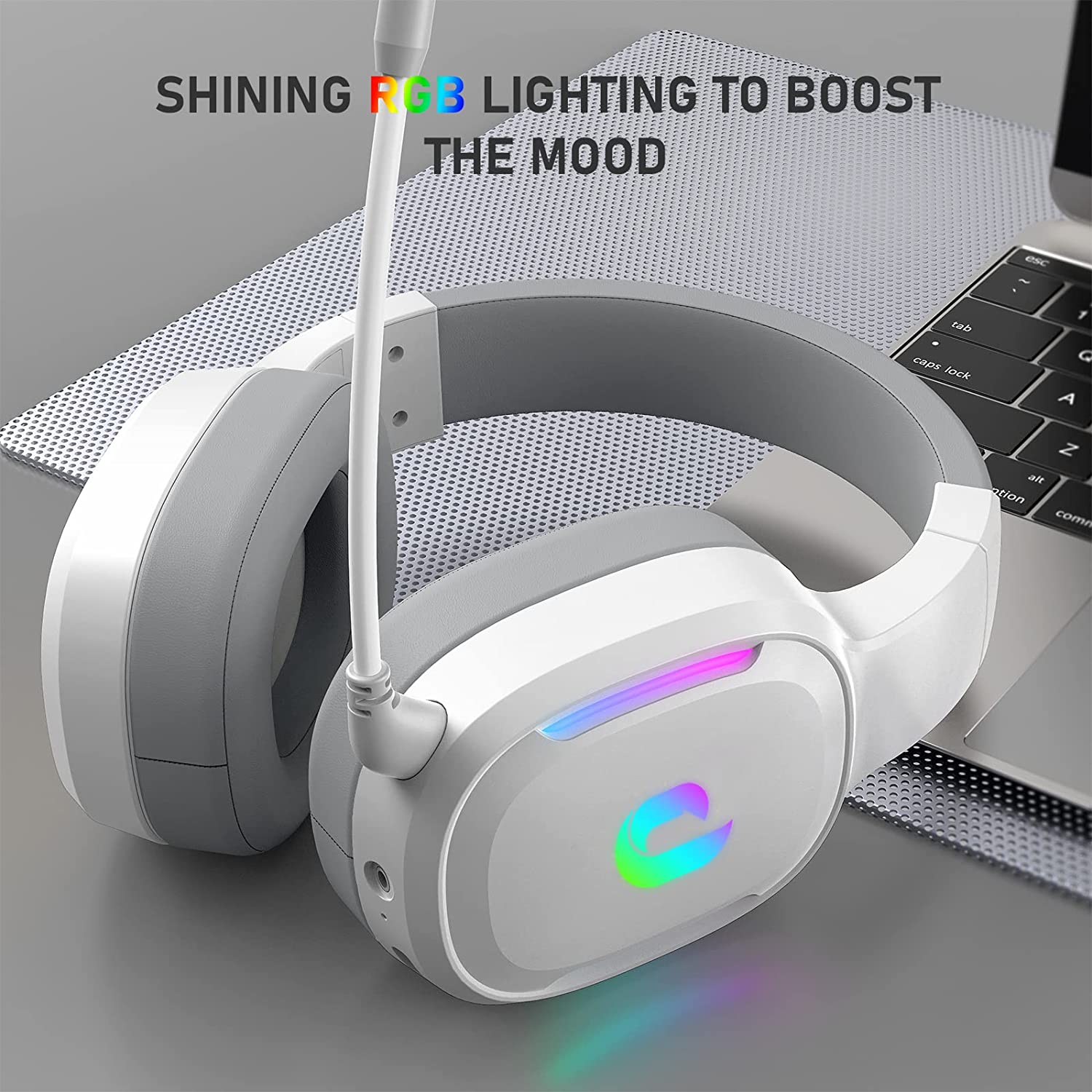 Jeecoo G80 Wireless Gaming Headset - 7.1 Surround Sound, Detachable Noise Canceling Mic, Low Latency 2.4GHz Wireless Gaming Headphones, Shining RGB - Works with PS4 PS5 PC Laptop Computers