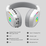 Jeecoo G80 Wireless Gaming Headset - 7.1 Surround Sound, Detachable Noise Canceling Mic, Low Latency 2.4GHz Wireless Gaming Headphones, Shining RGB - Works with PS4 PS5 PC Laptop Computers