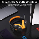 Jeecoo G90 Wireless Gaming Headset - Lightweight Comfort with Suspension Headband, Superb Sound Detachable Mic, Low-Latency Bluetooth 2.4G Wireless Gaming Headphones - PS4 PS5 PC Laptops Compatible