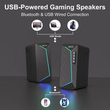 Jeecoo M30 Bluetooth Computer Speakers, RGB PC Gaming Speakers for Desktop with Crisp Stereo Sound, Dynamic LED Modes, Easy-Access Control, 10W - USB-Powered (Not 3.5mm Aux)