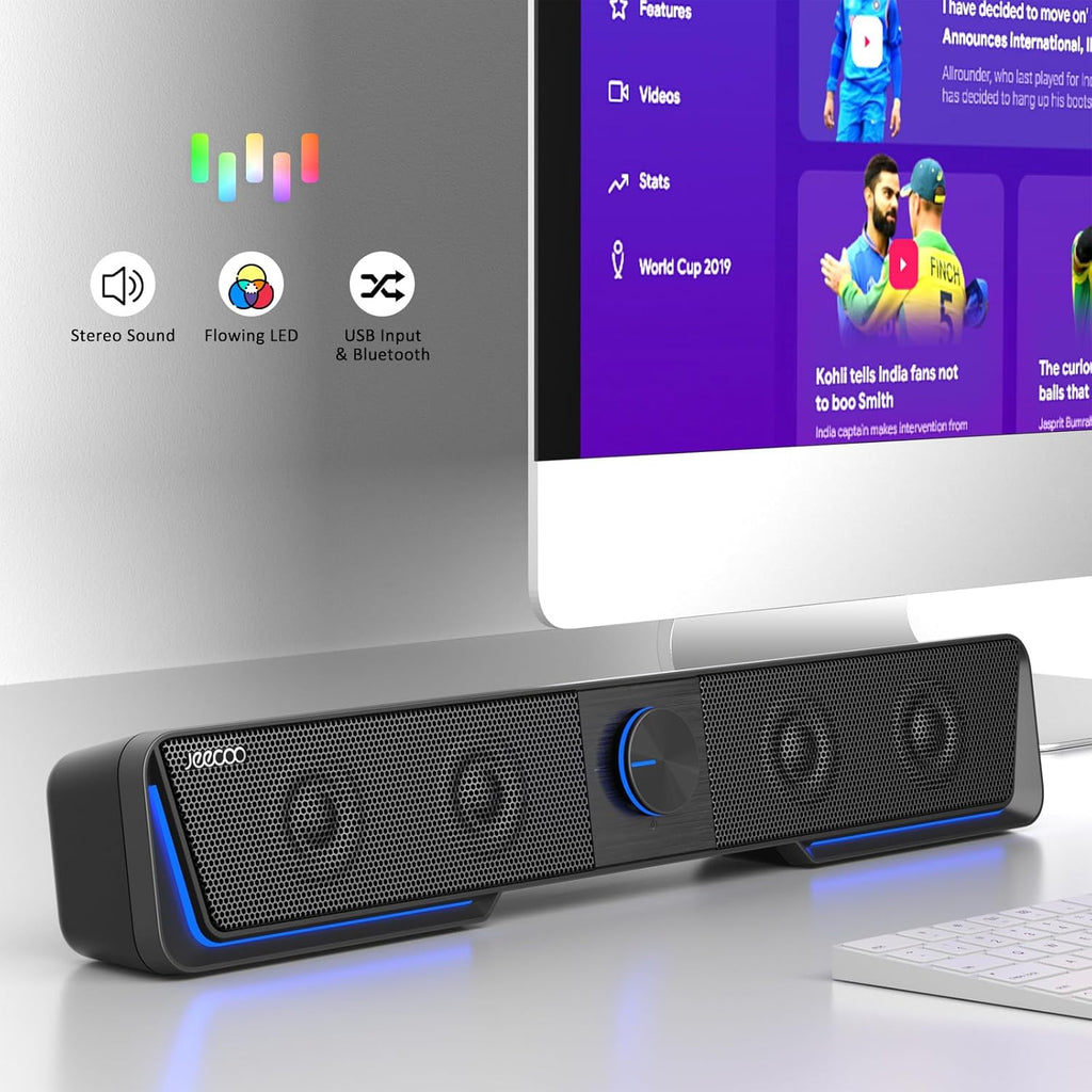 Jeecoo A40 PC Speakers Computer Sound Bar for Desktop Monitor Laptop,
