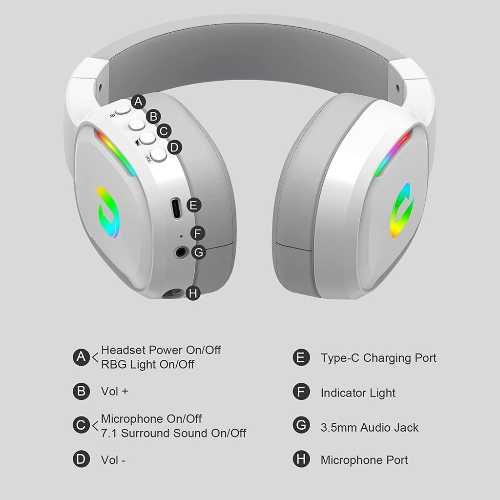 Jeecoo G80 Wireless Gaming Headset - 7.1 Surround Sound, Detachable No